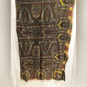 Bohemian Paisley Wool Scarf Vintage 
Japanese designer Hiroko Koshino